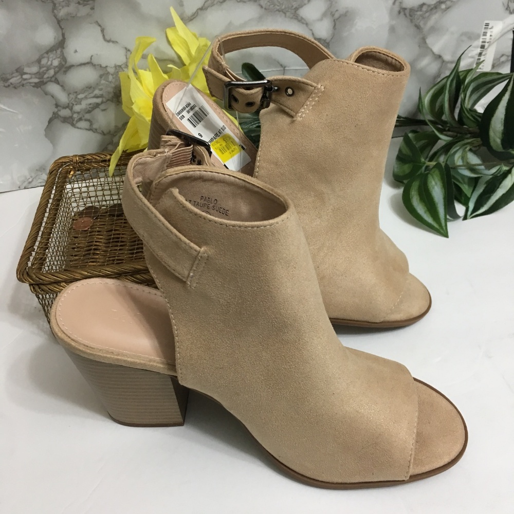 LovMark Taupe Suede Peep-Toe Ankle Booties…
